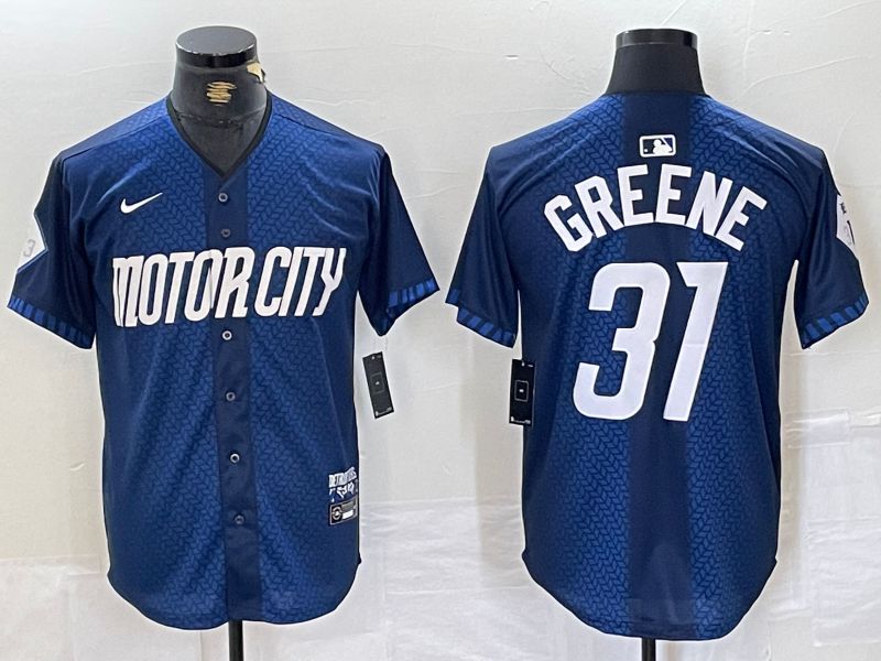 Men Detroit Tigers #31 Greene Blue City Edition Nike 2024 MLB Jersey style 1->detroit tigers->MLB Jersey